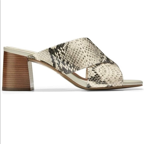 Cole Haan | Dakota Snakeskin Criss Cross Mule Sandals Size 9 - Picture 1 of 8